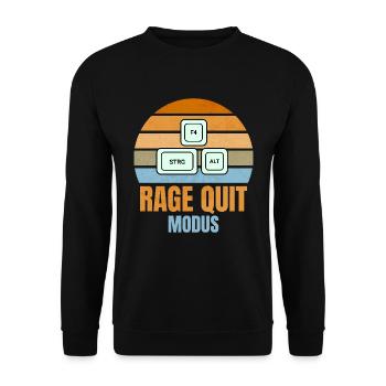 Rage Quit Modus – STRG + ALT + F4 für Gamer - Unisex Pullover - Schwarz - Vorne - Alina (178cm) & Michal (187cm)