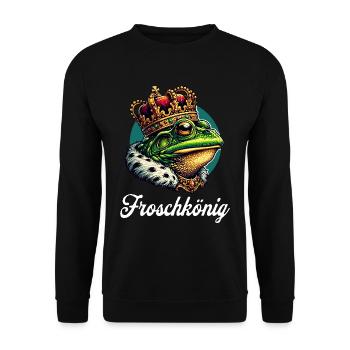 Froschkönig Krone Partner Fasching Karneval - Unisex Pullover - Schwarz - Vorne - Alina (178cm) & Michal (187cm)