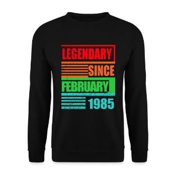 40th Birthday Legendary since February 1985 - Unisex Sweatshirt - black - Front - Alina (178cm) & Michal (187cm)