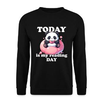 Panda avec livre Aujourd’hui c’est mon jour de lecture Dire - Sweat-shirt Unisexe - noir - Devant - Alina (178cm) & Michal (187cm)