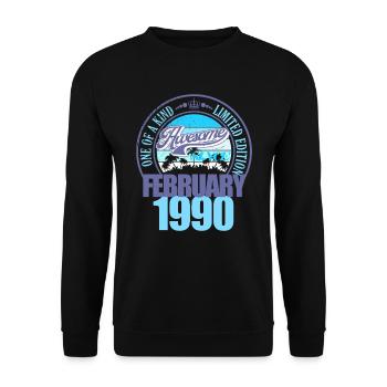 Great since February 1990 35th Birthday Saying - Unisex Sweatshirt - black - Front - Alina (178cm) & Michal (187cm)