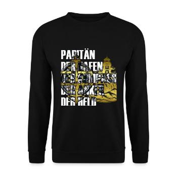 Papitän Motiv Retro Anker Leuchtturm Schiff - Unisex Pullover - Schwarz - Vorne - Alina (178cm) & Michal (187cm)