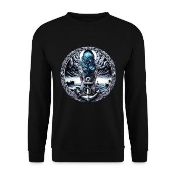 Hope Tattoo Design with Anchor Retro Maritime - Unisex Sweatshirt - black - Front - Alina (178cm) & Michal (187cm)