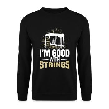 Ich Bin Gut Mit Saiten - Unisex Pullover - Schwarz - Vorne - Alina (178cm) & Michal (187cm)