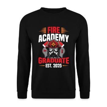 Fire Academy Absolvent Est 2025 - Unisex Pullover - Schwarz - Vorne - Alina (178cm) & Michal (187cm)