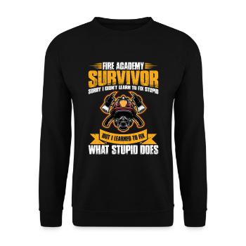 Fire Academy survivors sorry, I didn't - Unisex Sweatshirt - black - Front - Alina (178cm) & Michal (187cm)