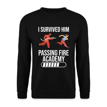 Ich Habe Ihn Überlebt, Wie Er Die Fire Academy - Unisex Pullover - Schwarz - Vorne - Alina (178cm) & Michal (187cm)