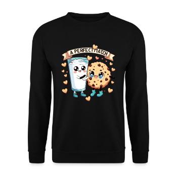 Match parfait Saint-Valentin Milk Cookie Drôle - Sweat-shirt Unisexe - noir - Devant - Alina (178cm) & Michal (187cm)