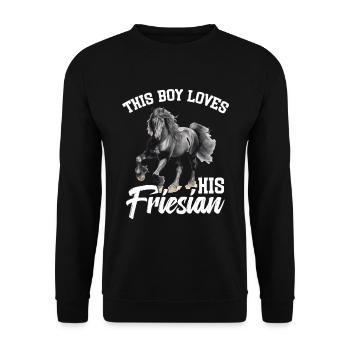 This boy loves his Frisian - Unisex Sweatshirt - black - Front - Alina (178cm) & Michal (187cm)