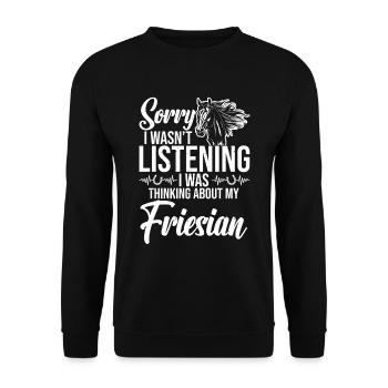 Entschuldigung, Ich Habe Nicht Zugehört, Woran - Unisex Pullover - Schwarz - Vorne - Alina (178cm) & Michal (187cm)