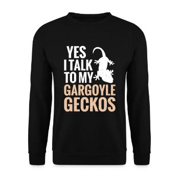 Ja, Ich Spreche Mit Meinem Gargoyle Geckos - Unisex Pullover - Schwarz - Vorne - Alina (178cm) & Michal (187cm)