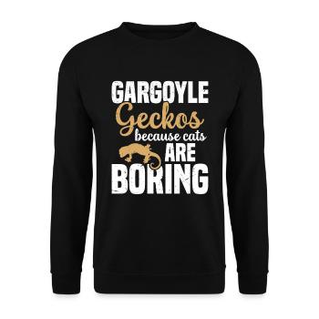Gargoyle Geckos, Weil Katzen Langweilig Sind - Unisex Pullover - Schwarz - Vorne - Alina (178cm) & Michal (187cm)