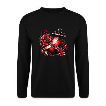 Valentine's Day You're My Anchor Partner Love - Unisex Sweatshirt - black - Front - Alina (178cm) & Michal (187cm)