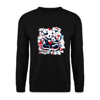 Valentine's Day You're My Anchor Panda Love - Unisex Sweatshirt - black - Front - Alina (178cm) & Michal (187cm)
