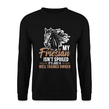 Mein Friesian Ist Nicht Verwöhnt, Es Ist Nur Ein - Unisex Pullover - Schwarz - Vorne - Alina (178cm) & Michal (187cm)