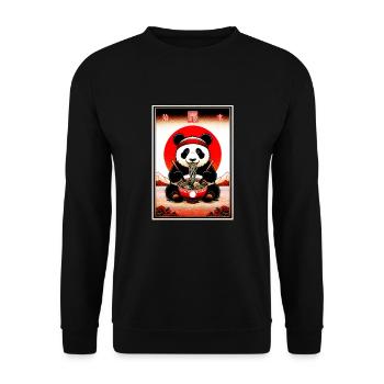 Panda Ramen Japanische lustige Grafik Nudeln - Unisex Pullover - Schwarz - Vorne - Alina (178cm) & Michal (187cm)