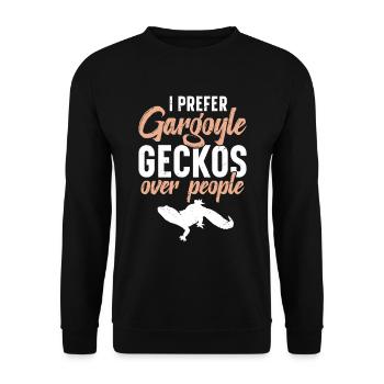 Ich Bevorzuge Gargoyle Geckos Gegenüber Menschen - Unisex Pullover - Schwarz - Vorne - Alina (178cm) & Michal (187cm)