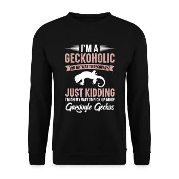 I'm a geckoholic on the road to recovery, - Unisex Sweatshirt - black - Front - Alina (178cm) & Michal (187cm)
