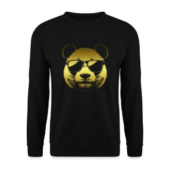 Funny Panda with Sunglasses Panda Motifs - Unisex Sweatshirt - black - Front - Alina (178cm) & Michal (187cm)