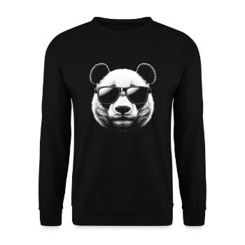 Funny Panda with Sunglasses Panda Motifs - Unisex Sweatshirt - black - Front - Alina (178cm) & Michal (187cm)