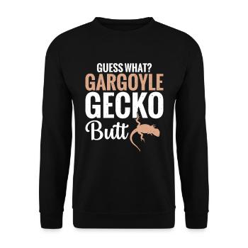 Erraten Sie, Was? Gargoyle Gecko Butt - Unisex Pullover - Schwarz - Vorne - Alina (178cm) & Michal (187cm)