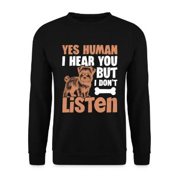 Chien mec je t’entends, mais je n’entends pas - Sweat-shirt Unisexe - noir - Devant - Alina (178cm) & Michal (187cm)