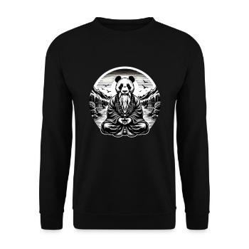 Panda Buddha Meditation Zen cooles Motiv - Unisex Pullover - Schwarz - Vorne - Alina (178cm) & Michal (187cm)