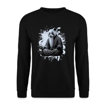 Panda Buddha Meditation Zen cooles Motiv - Unisex Pullover - Schwarz - Vorne - Alina (178cm) & Michal (187cm)