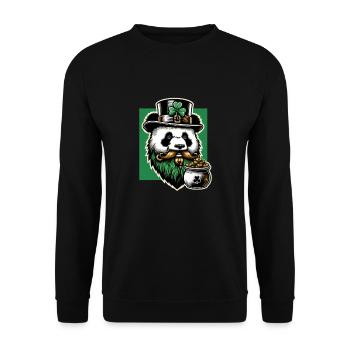 Panda St. Patricks Day Lustig Irish trinken - Unisex Pullover - Schwarz - Vorne - Alina (178cm) & Michal (187cm)