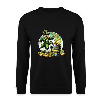 St. Patrick's Day Design Humorous Dancing Leprechaun - Unisex Sweatshirt - black - Front - Alina (178cm) & Michal (187cm)