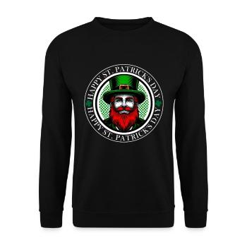 Happy St. Patrick's Day Design Leprechaun with Hat - Unisex Sweatshirt - black - Front - Alina (178cm) & Michal (187cm)