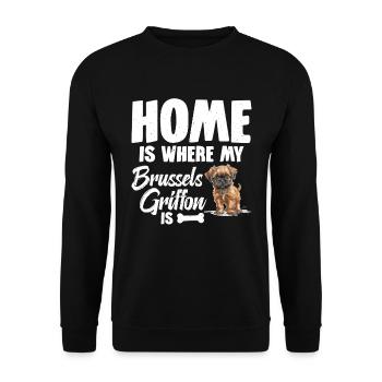 Zu Hause Ist Mein Brüsseler Griffon - Unisex Pullover - Schwarz - Vorne - Alina (178cm) & Michal (187cm)