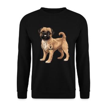Zu Hause Ist Mein Brüsseler Griffon - Unisex Pullover - Schwarz - Vorne - Alina (178cm) & Michal (187cm)