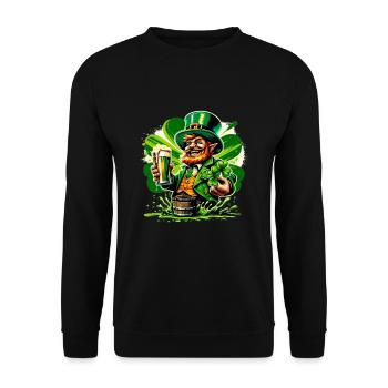 Happy St. Patrick's Day Design Leprechaun with Hat - Unisex Sweatshirt - black - Front - Alina (178cm) & Michal (187cm)