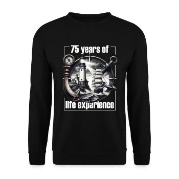 Anker Leuchtturm Kompass 75. Geburtstag Geschenkid - Unisex Pullover - Schwarz - Vorne - Alina (178cm) & Michal (187cm)