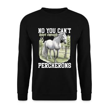 Cheval Non, on n’a jamais assez de percherons - Sweat-shirt Unisexe - noir - Devant - Alina (178cm) & Michal (187cm)