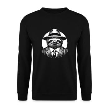 Funny Sloth Portrait as Gangster Costume - Unisex Sweatshirt - black - Front - Alina (178cm) & Michal (187cm)