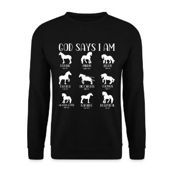 Ich Liebe Meinen Percheron An Die Scheune Und - Unisex Pullover - Schwarz - Vorne - Alina (178cm) & Michal (187cm)