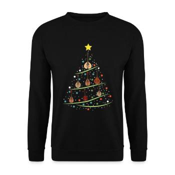 Mandoline Weihnachtsbaum - Unisex Pullover - Schwarz - Vorne - Alina (178cm) & Michal (187cm)
