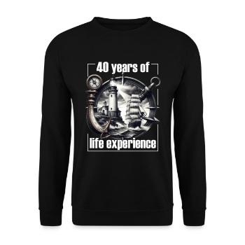Anker Leuchtturm Kompass Geburtstag 40 - Unisex Pullover - Schwarz - Vorne - Alina (178cm) & Michal (187cm)