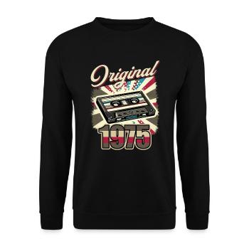 50th Birthday Man Woman 50 Years Decoration 1975 Retro - Unisex Sweatshirt - black - Front - Alina (178cm) & Michal (187cm)