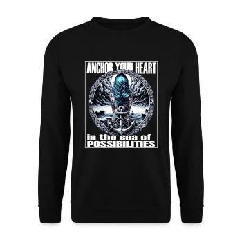 Hope Tattoo Design with Anchor Retro Maritime - Unisex Sweatshirt - black - Front - Alina (178cm) & Michal (187cm)