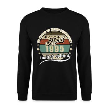 30th Birthday April 1995 Vintage 30 Years Legend - Unisex Sweatshirt - black - Front - Alina (178cm) & Michal (187cm)