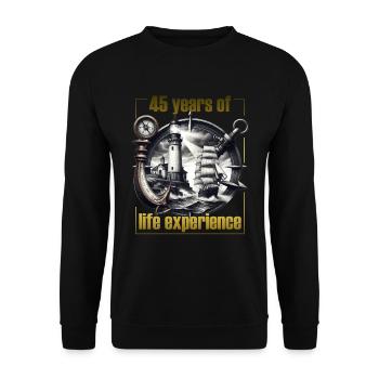 Anker Leuchtturm Kompass Geburtstag 45 - Unisex Pullover - Schwarz - Vorne - Alina (178cm) & Michal (187cm)