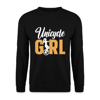 Unicycle Girl - Unisex Pullover - Schwarz - Vorne - Alina (178cm) & Michal (187cm)