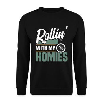 Rouler avec mes potes - Sweat-shirt Unisexe - noir - Devant - Alina (178cm) & Michal (187cm)