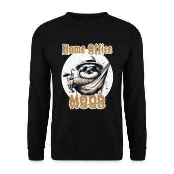 Lustiges Faultier Design Home Office Stimmung - Unisex Pullover - Schwarz - Vorne - Alina (178cm) & Michal (187cm)