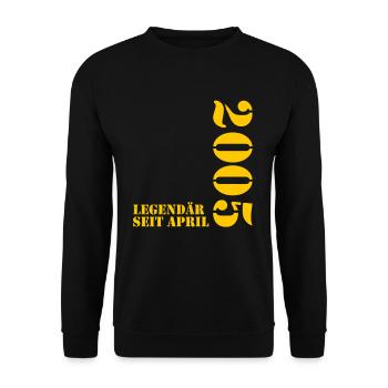 20. Geburtstag 20 Jahre alt Legendär seit April 20 - Unisex Pullover - Schwarz - Vorne - Alina (178cm) & Michal (187cm)