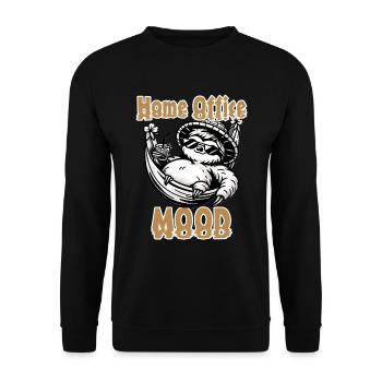Lustiges Faultier Design Home Office Stimmung - Unisex Pullover - Schwarz - Vorne - Alina (178cm) & Michal (187cm)