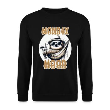 Lustiges Faultier Design Montag Stimmung Arbeit - Unisex Pullover - Schwarz - Vorne - Alina (178cm) & Michal (187cm)